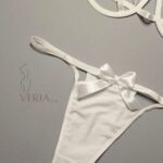 White women’s lingerie set with bow design - elegant bra and panty set