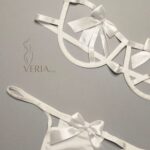 White women’s lingerie set with bow design - elegant bra and panty set